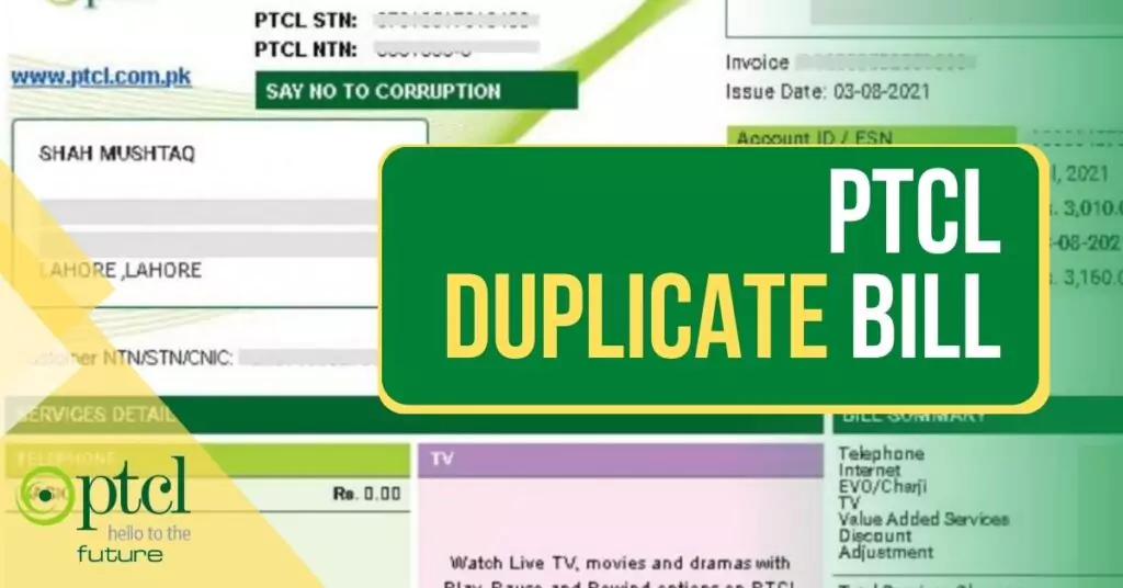 PTCL Duplicate Bill